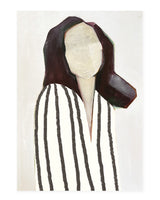 Lady in stripes - postcard