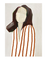 Lady in stripes, orange - postcard