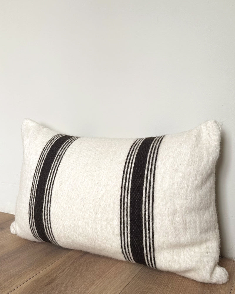Handwoven cushion striped, dark brown