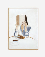 Art print - Femme avec livre, blue