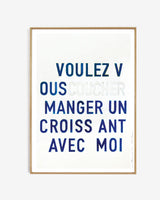 Art print - Manger un croissant, blue