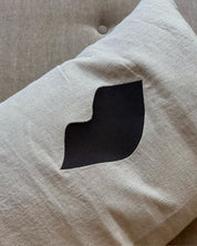 100% linen art cushion - bisous, natural