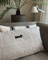 100% linen art cushion - le chien, natural