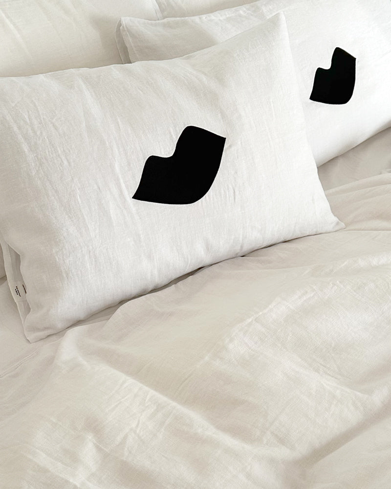 100% linen art cushion - bisous, reversible