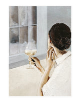 Woman in the window - postcard