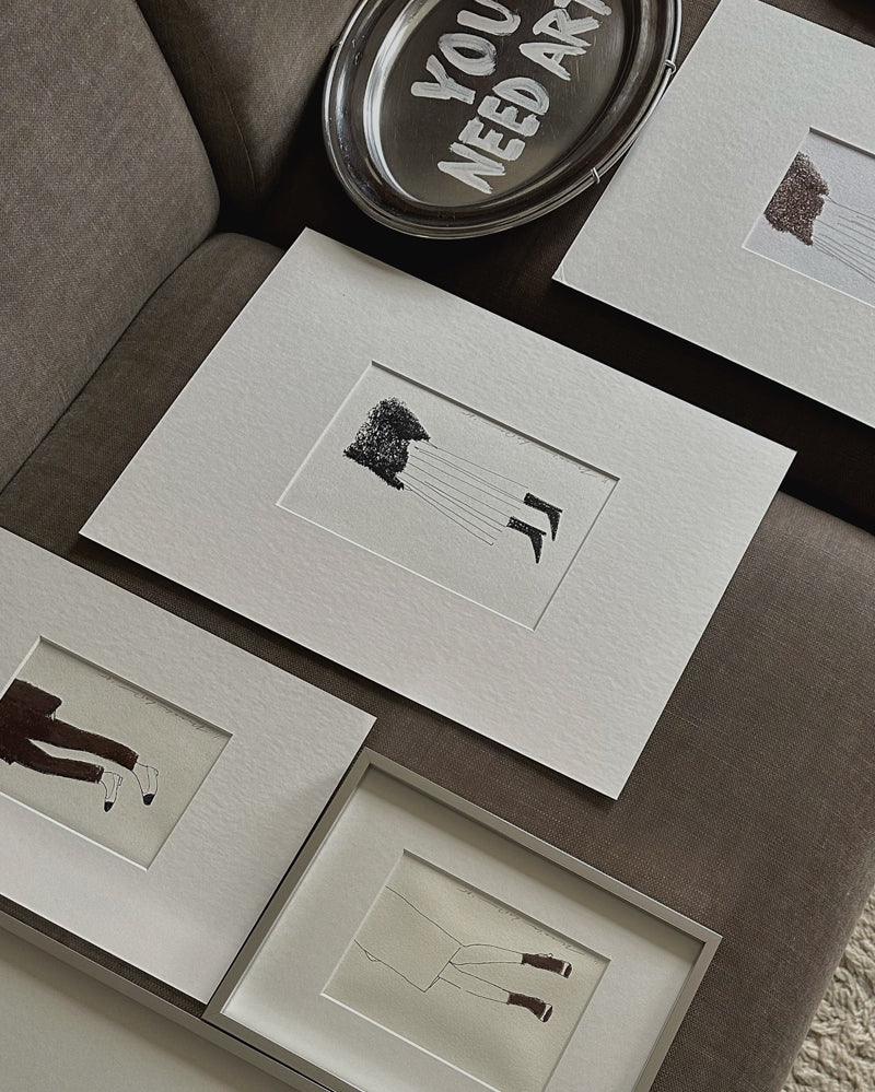 Original artwork woman in pleated skirt, no.1