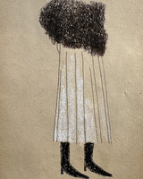 Original artwork 'vintage' woman in skirt, no.3