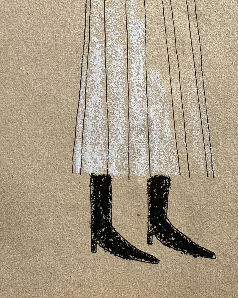 Original artwork 'vintage' woman in skirt, no.3