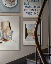 Art print - Manger un croissant, blue