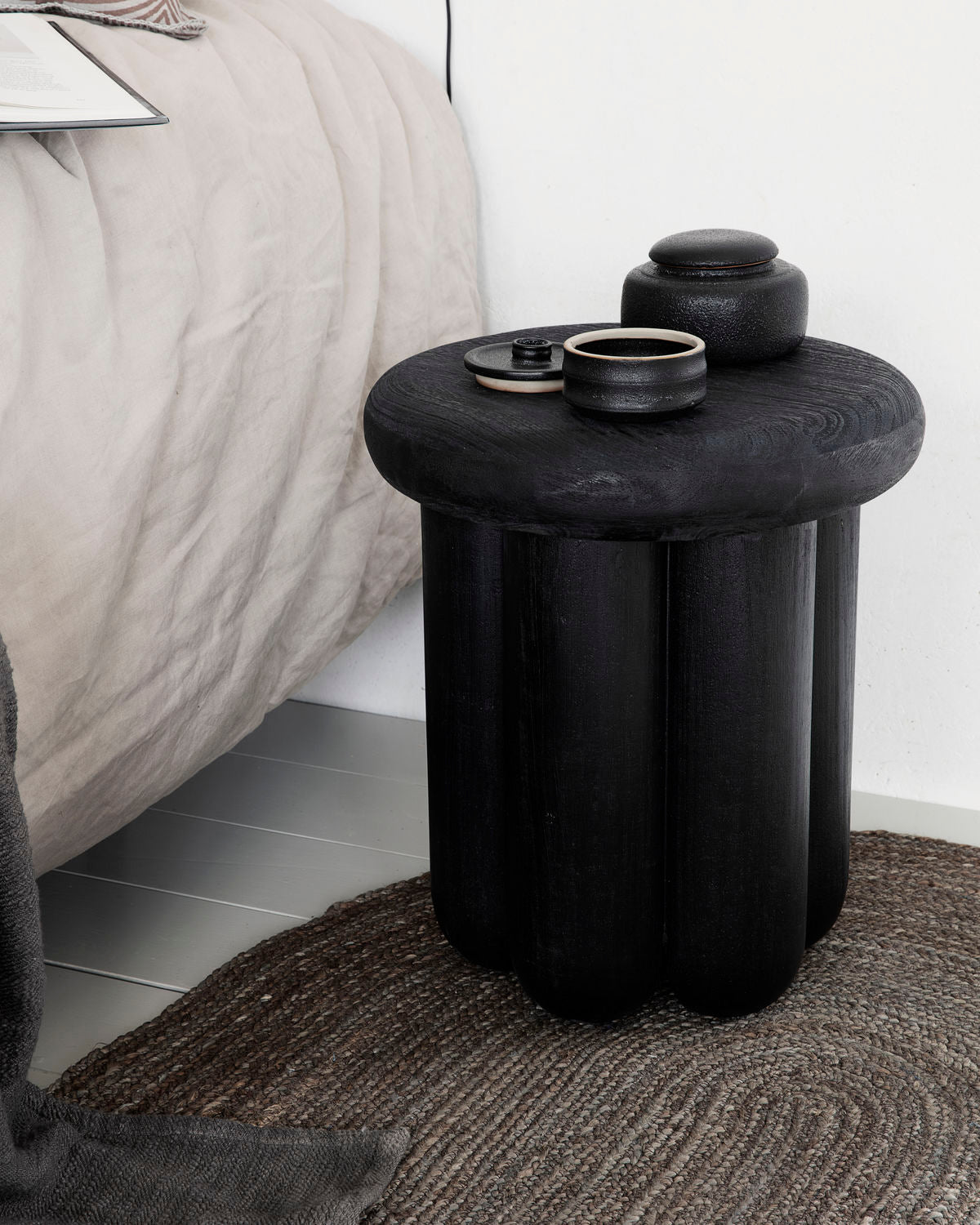 Side table, black wood