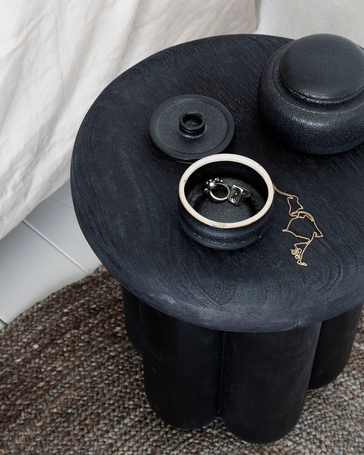 Side table, black wood