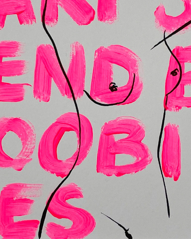 Original - 'send boobies' fluor pink